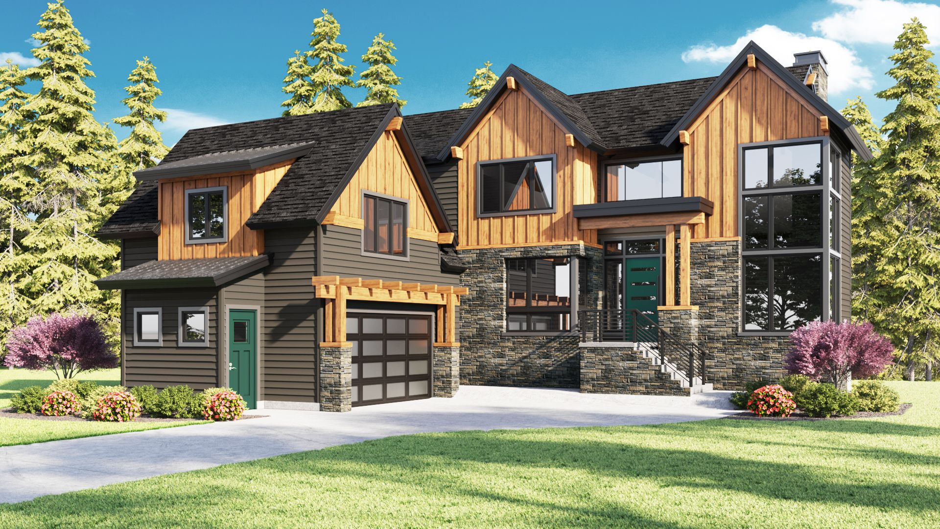 Finished rendering of Home Plans NW plan 3214