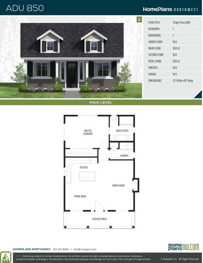 Elevation drawing for a Home Plans NW garage or accessory dwelling unit plan