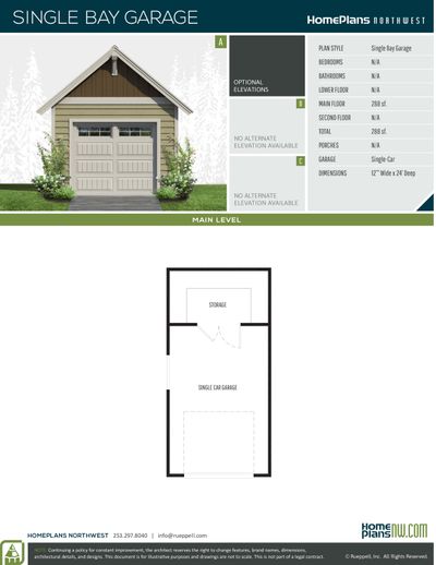 Elevation drawing for a Home Plans NW garage or accessory dwelling unit plan