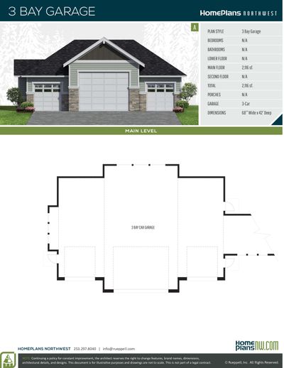 Elevation drawing for a Home Plans NW garage or accessory dwelling unit plan