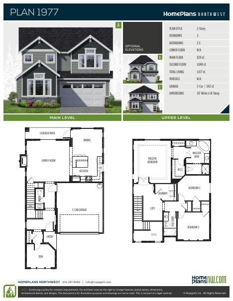 Home Plans NW Plan 1977 floor plan and specification sheet