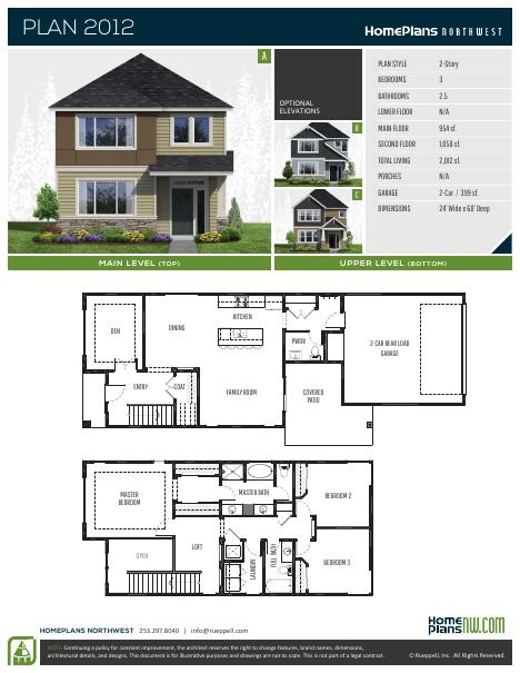 Home Plans NW Plan 2012 floor plan and specification sheet
