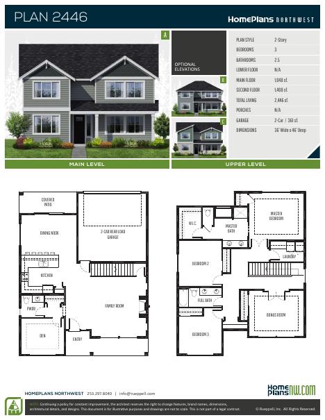 Home Plans NW Plan 2446 floor plan and specification sheet