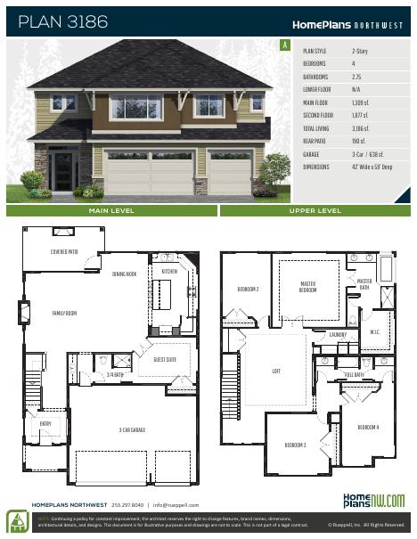 Home Plans NW Plan 3186 floor plan and specification sheet