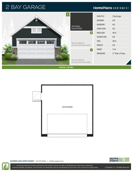 Home Plans NW Plan (Garage) Double Bay-A floor plan and specification sheet