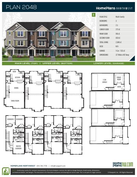 Home Plans NW Plan (Multi-Family) 2048-A floor plan and specification sheet