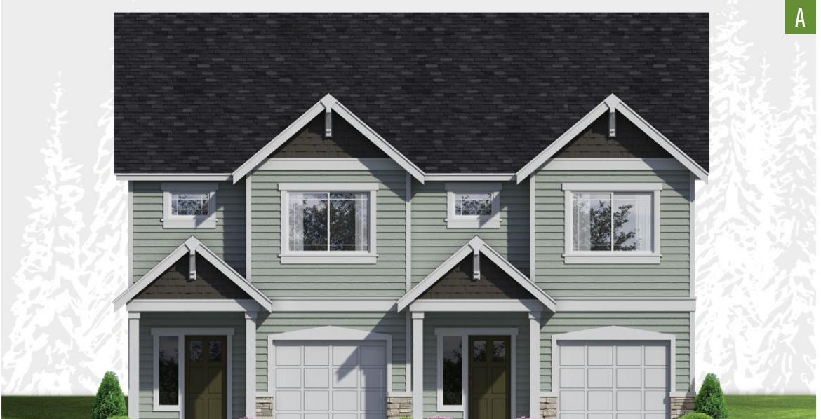 Exterior elevation of Home Plans NW Plan (Duplex) 1490-A
