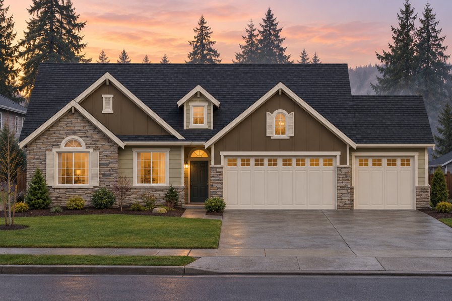 Exterior rendering of Home Plans NW Plan 1340-A