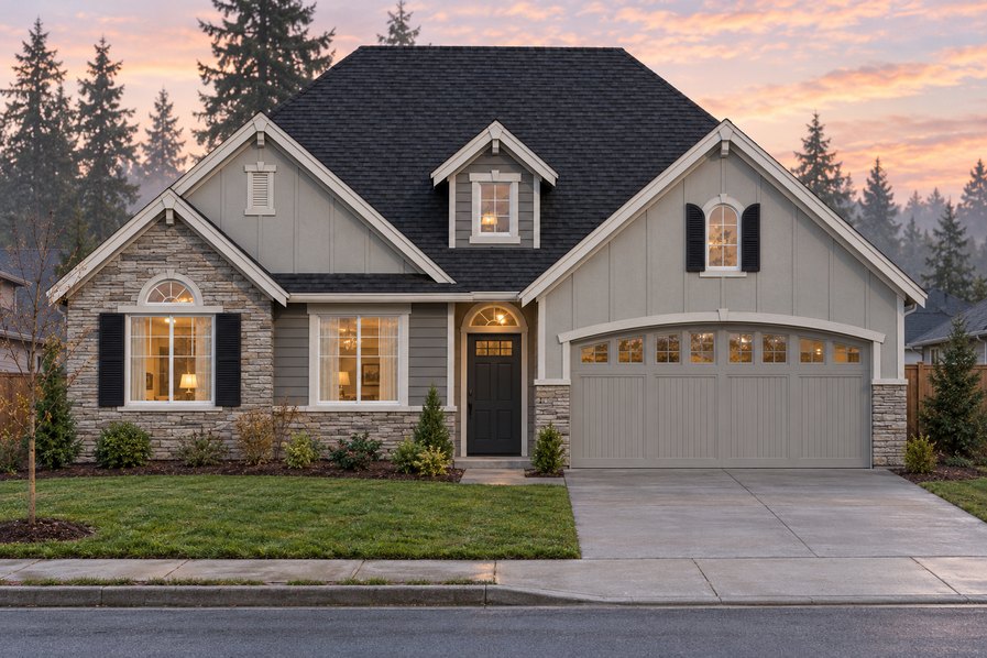 Exterior rendering of Home Plans NW Plan 1382-A