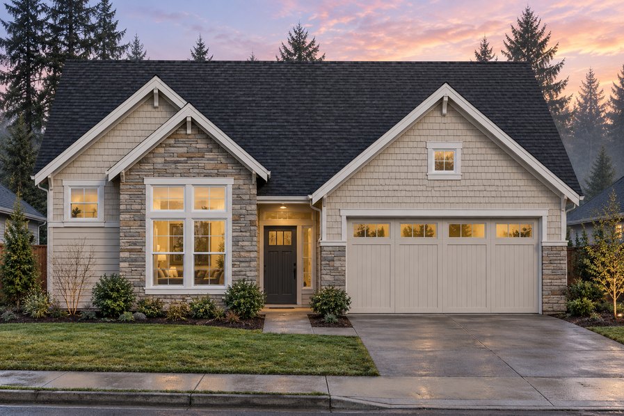 Exterior rendering of Home Plans NW Plan 1393-A