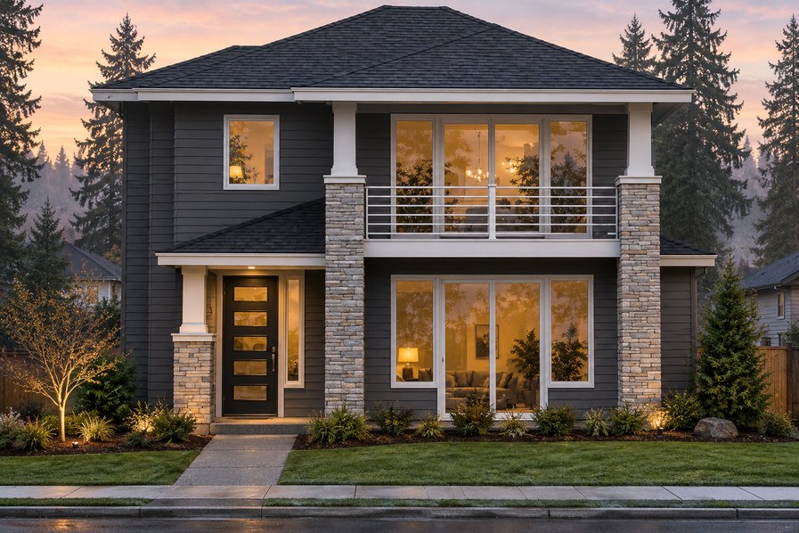 Exterior rendering of Home Plans NW Plan 3318-A