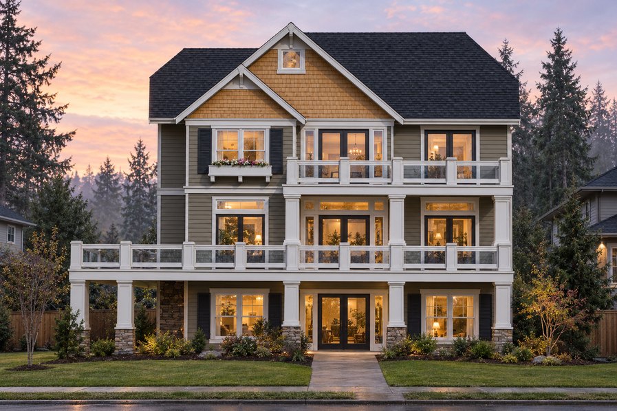 Exterior rendering of Home Plans NW Plan 4242-A