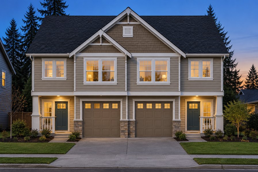 Exterior rendering of Home Plans NW Plan (Duplex) 1302-A