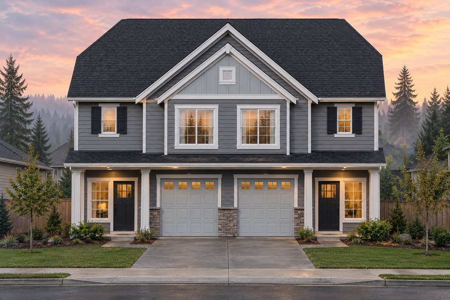 Exterior rendering of Home Plans NW Plan (Duplex) 1399-A