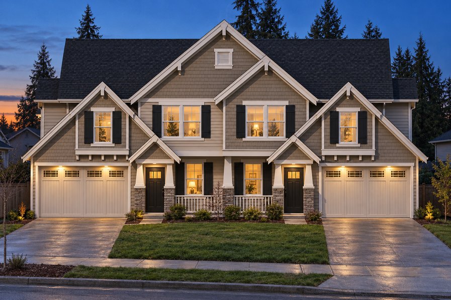 Exterior rendering of Home Plans NW Plan (Duplex) 1467-A