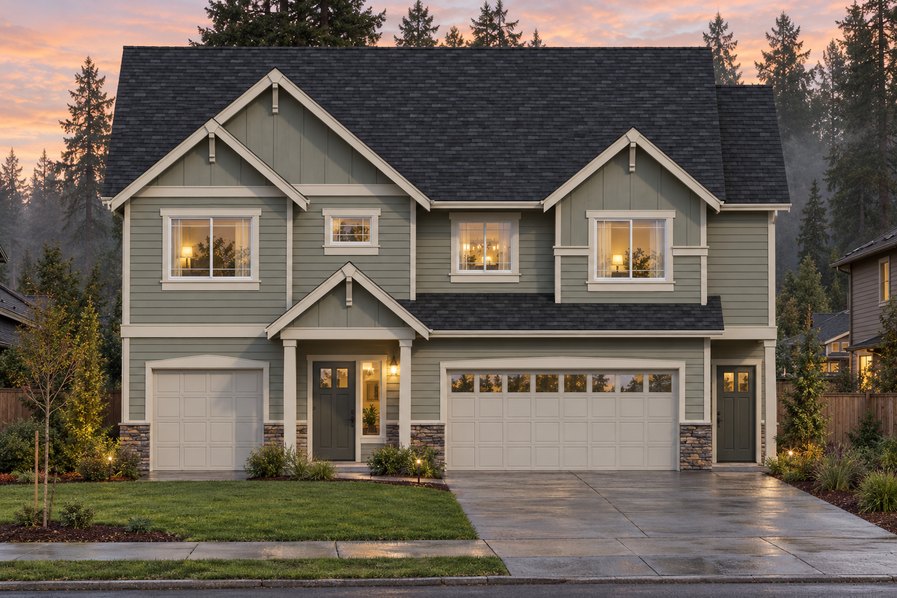 Exterior rendering of Home Plans NW Plan (Duplex) 1594-A