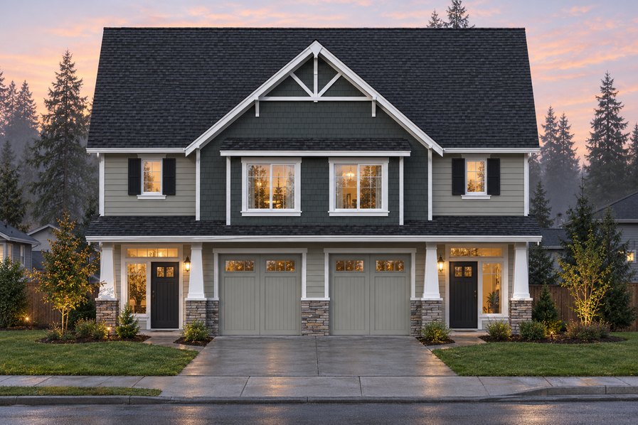 Exterior rendering of Home Plans NW Plan (Duplex) 1880-A