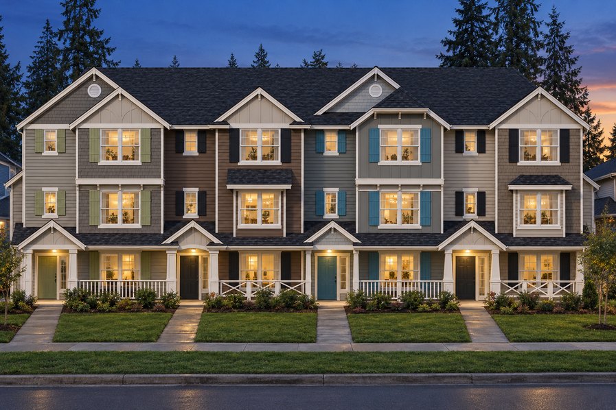 Exterior rendering of Home Plans NW Plan (Multi-Family) 2048-A